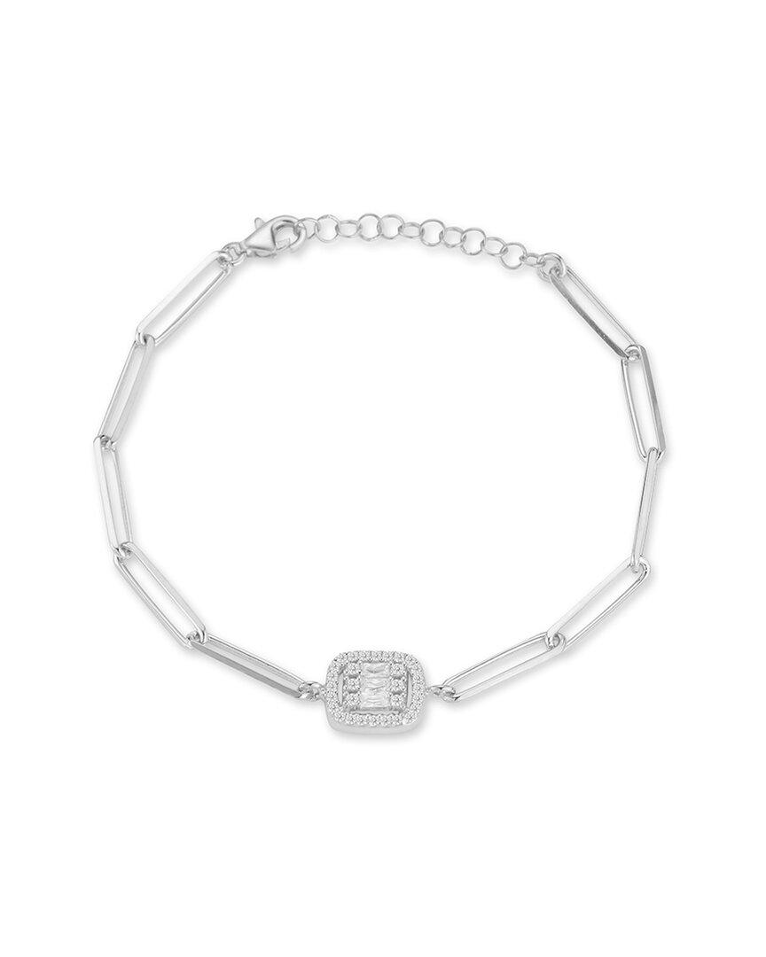 Glaze Jewelry Rhodium Plated Cz Link Bracelet