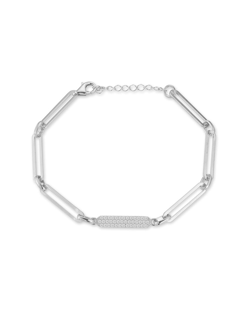 Glaze Jewelry Rhodium Plated Cz Link Bracelet