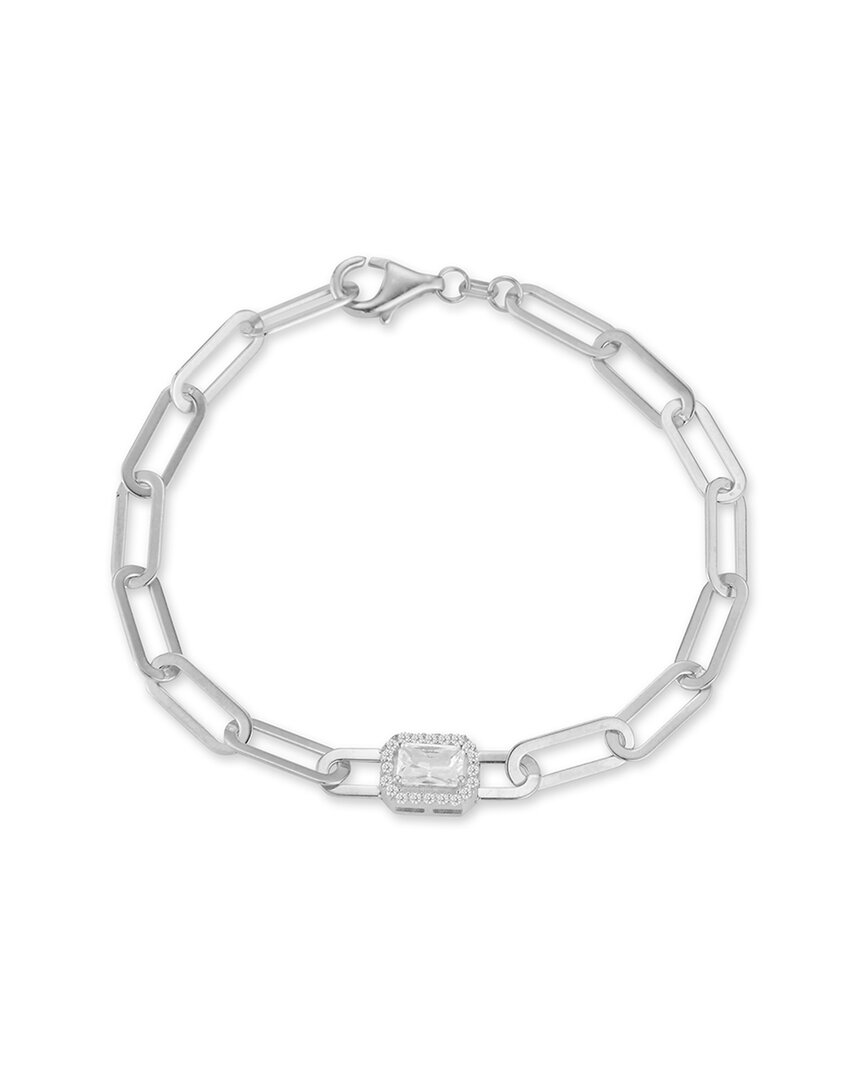 Glaze Jewelry Rhodium Plated Cz Link Bracelet