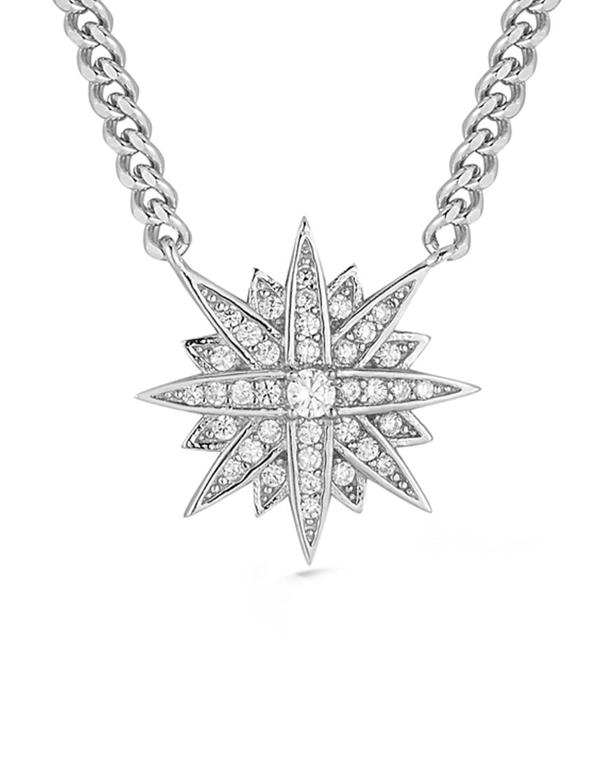 Glaze Jewelry Rhodium Plated Cz Starburst Necklace