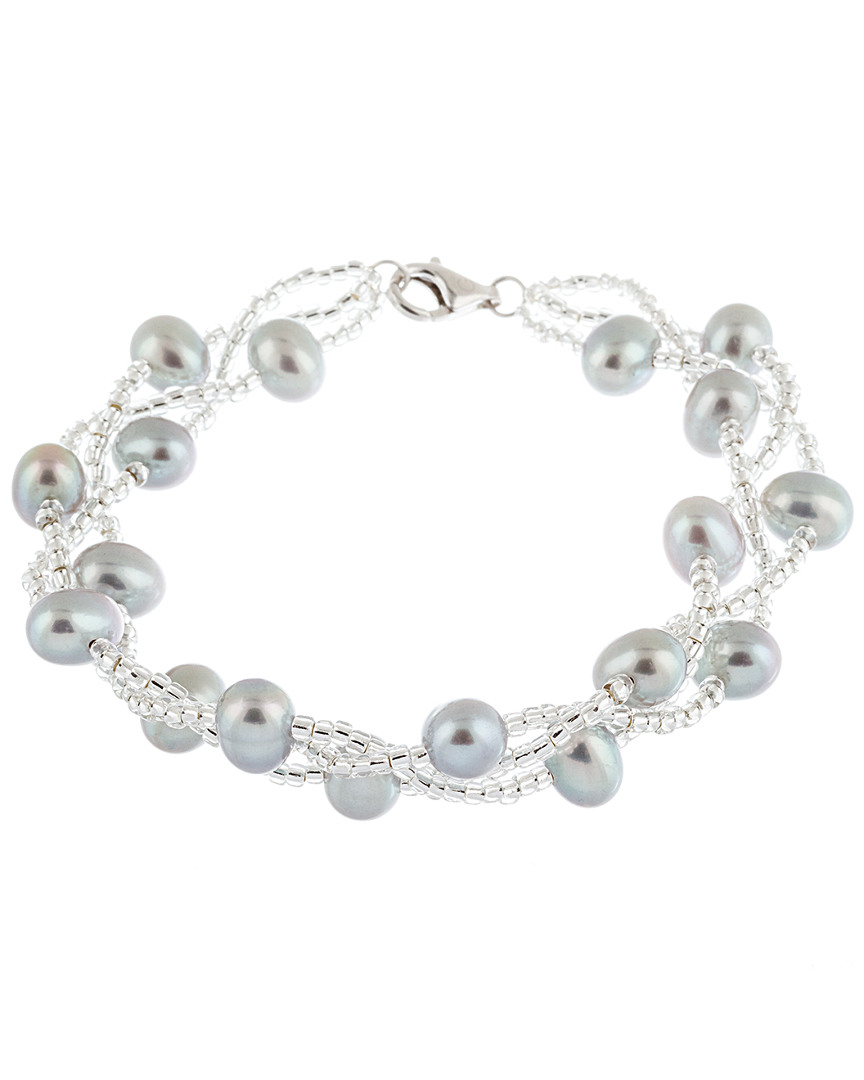 Splendid Pearls Rhodium Plated 6-7mm Pearl Bracelet