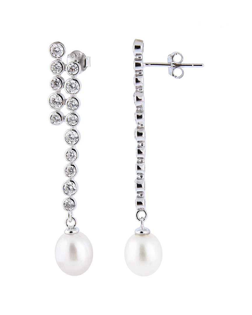 Splendid Pearls Silver 8-8.5mm Freshwater Pearl Earrings