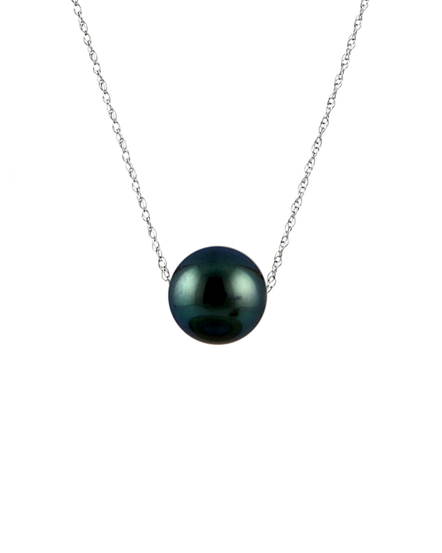 Splendid Pearls Rhodium Plated 8-8.5mm Tahitian Pearl Necklace