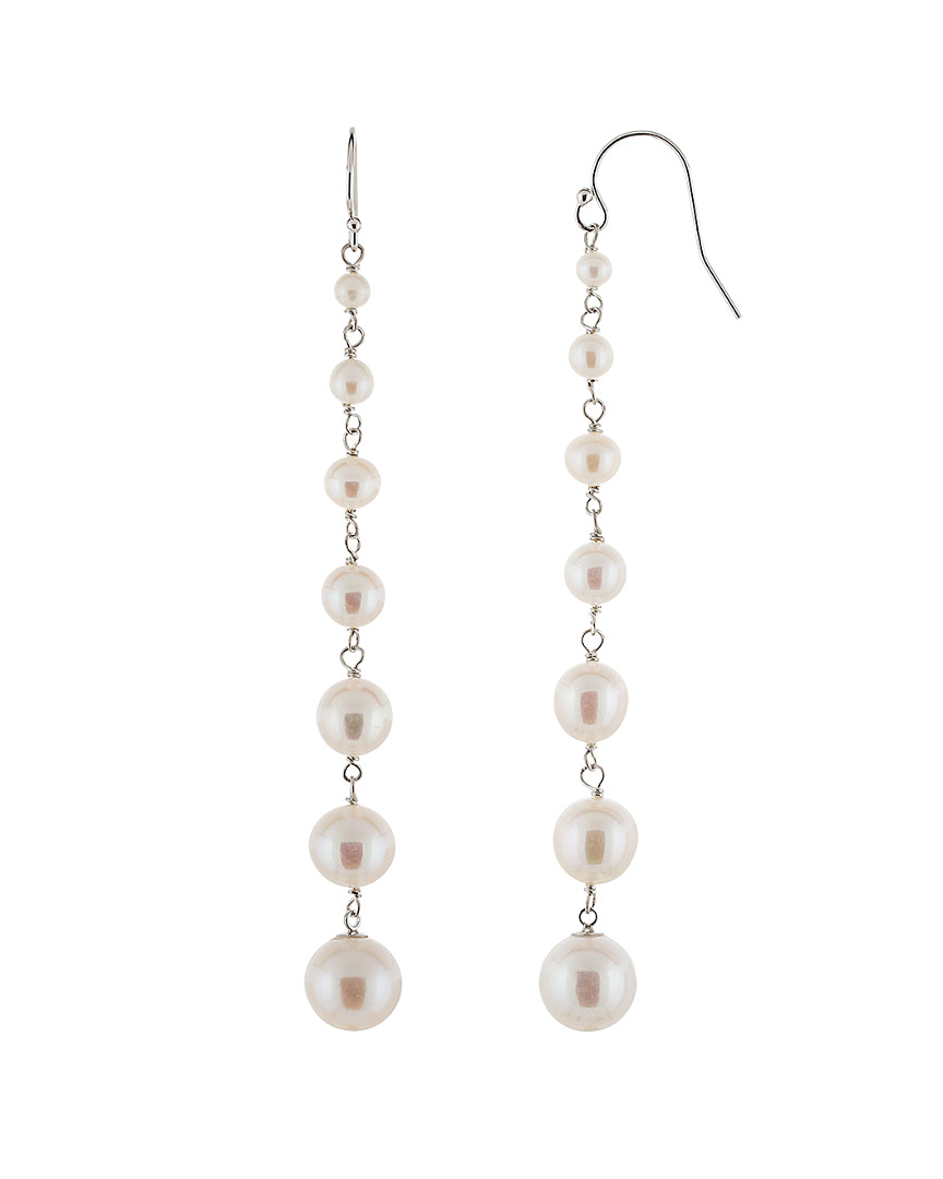 Splendid Pearls Rhodium Plated 3-9mm Pearl Earrings