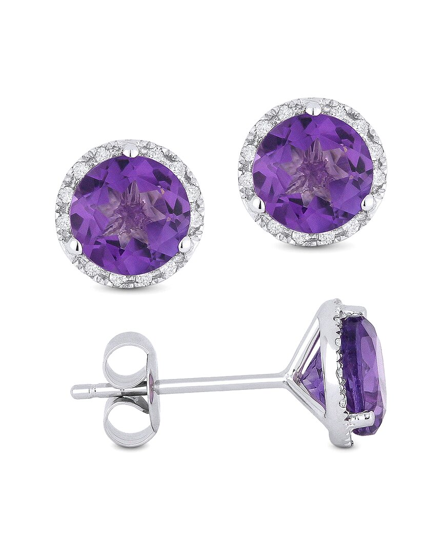 Gemstones 14k 1.69 Ct. Tw. Diamond & Amethyst Earrings