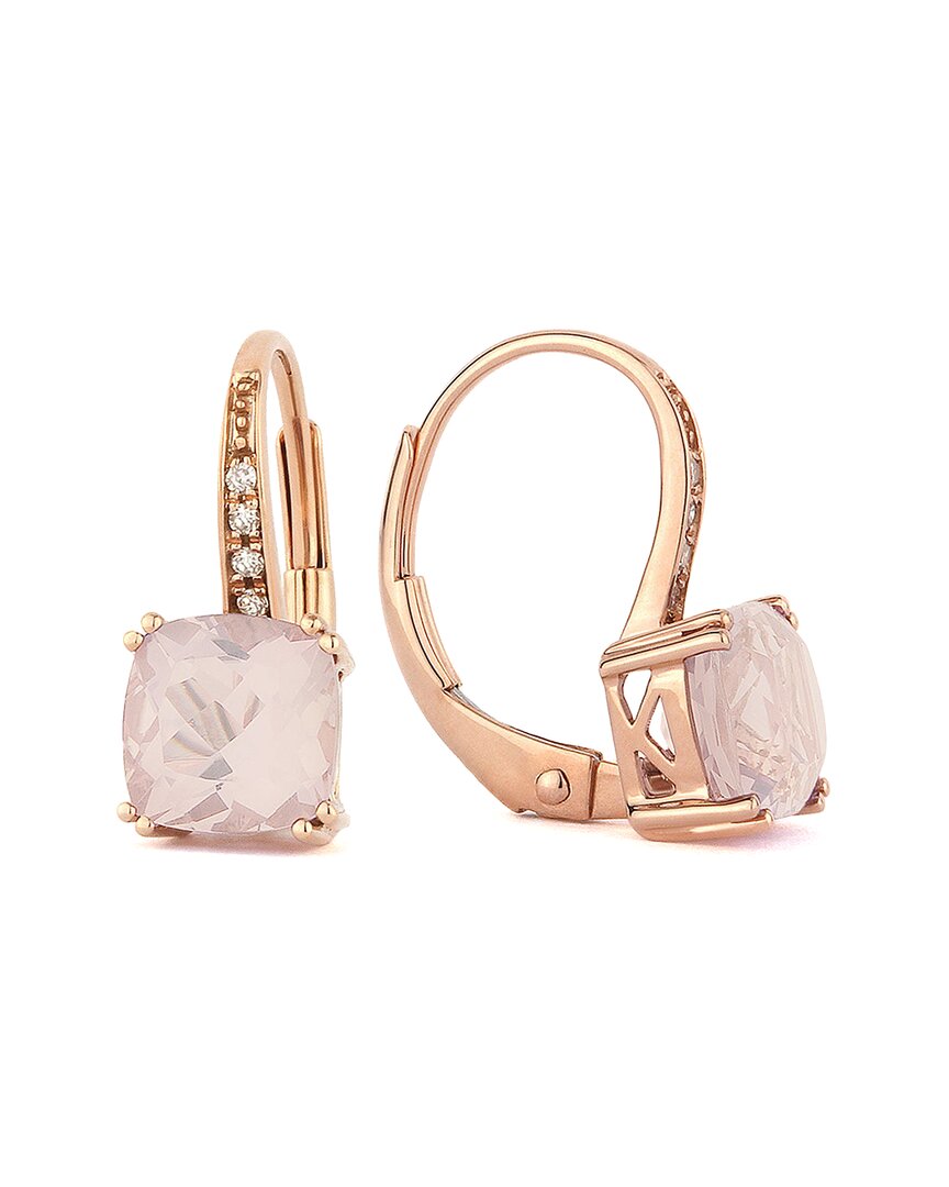 Gemstones 14k Rose Gold 1.89 Ct. Tw. Diamond & Created Morganite Earrings