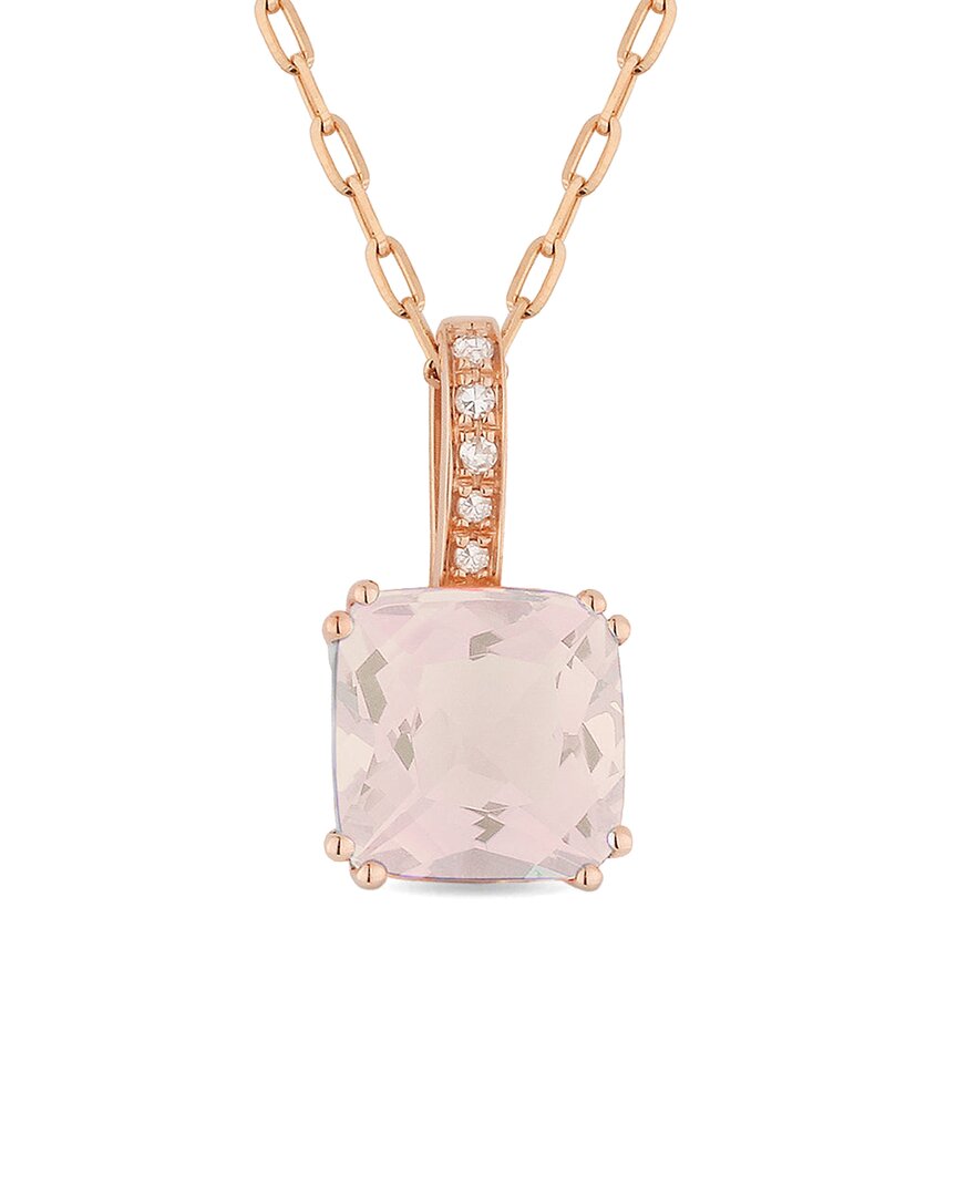 Gemstones 14k Rose Gold 1.44 Ct. Tw. Diamond & Morganite Necklace