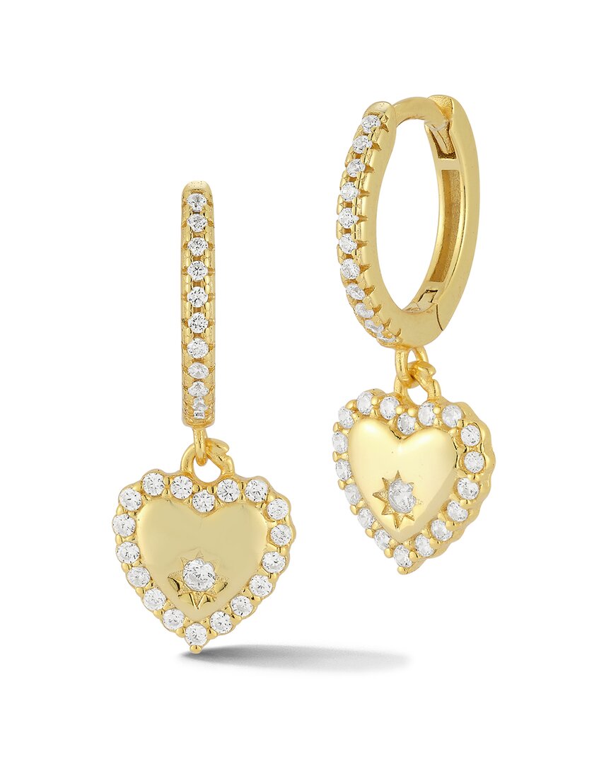 Glaze Jewelry 14K Over Silver CZ Heart Hoops