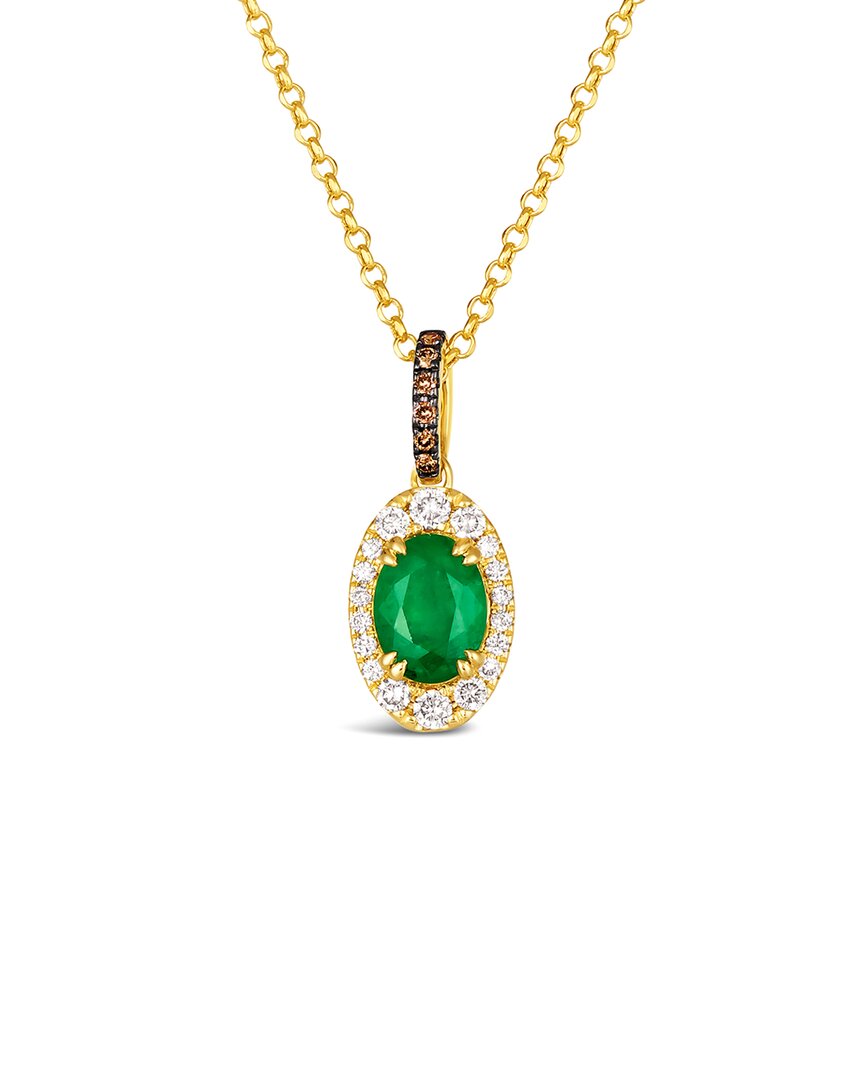 Le Vian ® Costa Smeralda Emeralds™ 14k 1.19 Ct. Tw. Diamond & New Emerald Pendant In Gold