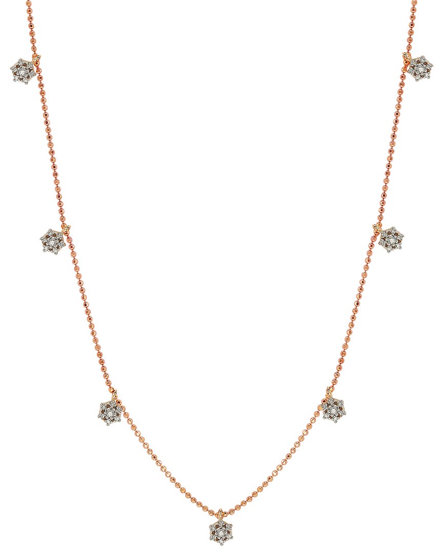Suzy Levian 14k Rose Gold 0.30 Ct. Tw. Diamond Flower Station Necklace