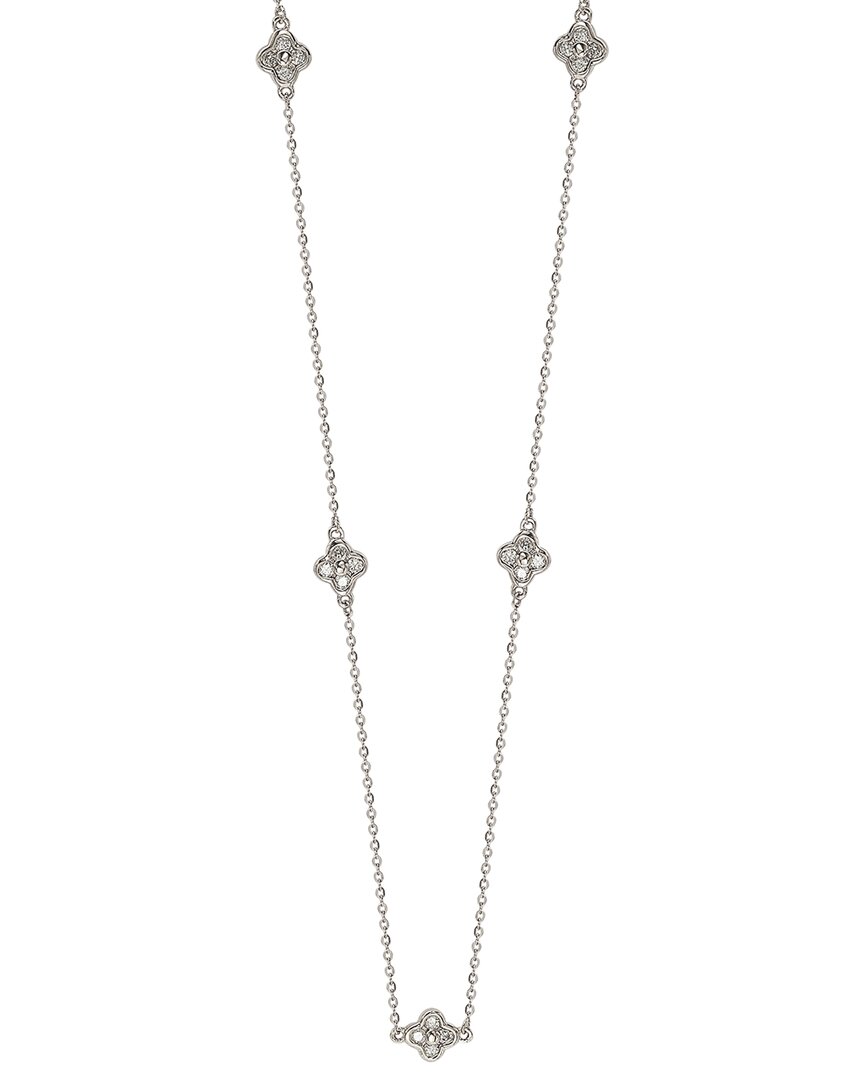 Suzy Levian 14k 0.40 Ct. Tw. Diamond Clover By The Yard Necklace
