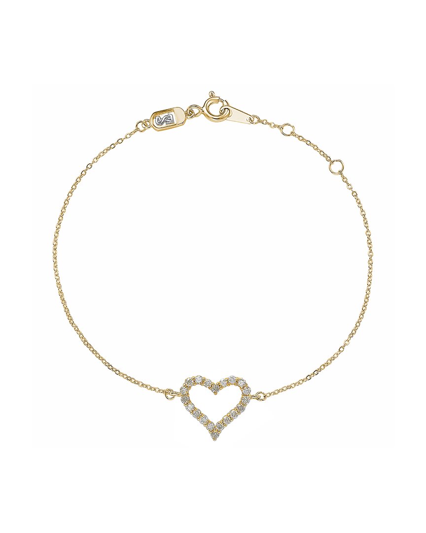 Suzy Levian 14k 0.24 Ct. Tw. Diamond Heart Solitaire Bracelet