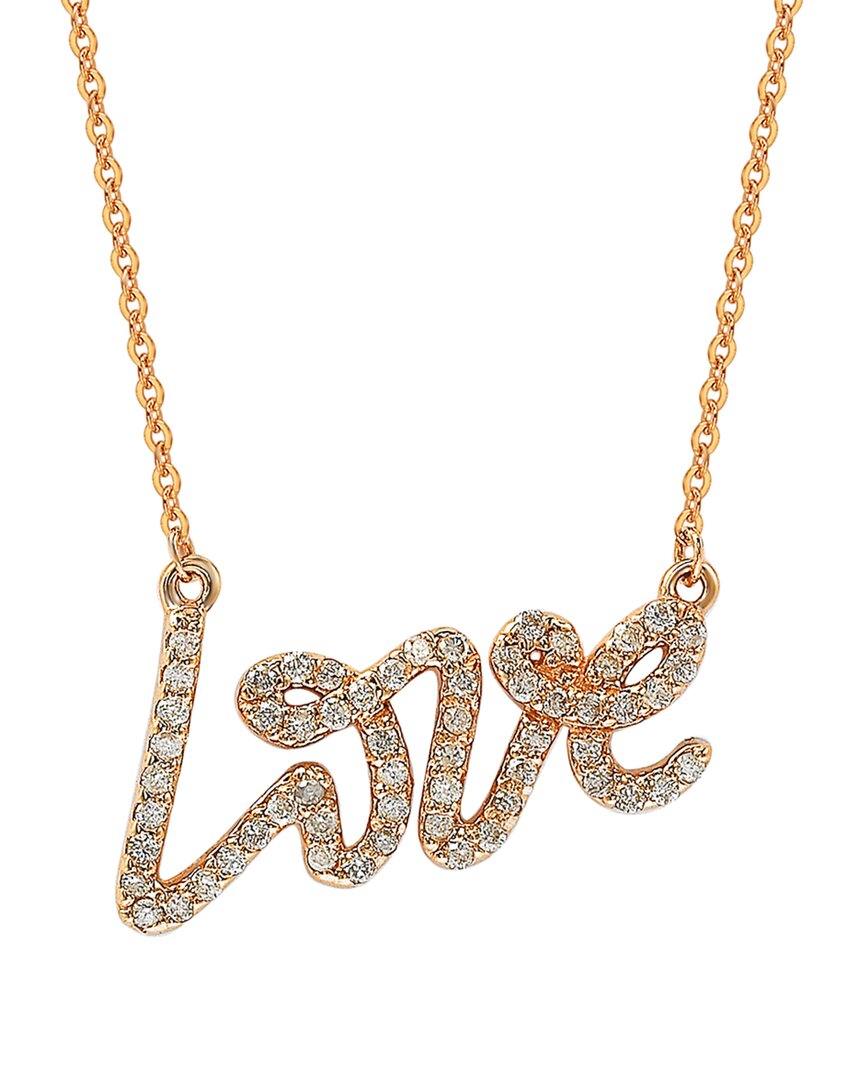 Suzy Levian 14k Rose Gold 0.30 Ct. Tw. Diamond Love Necklace