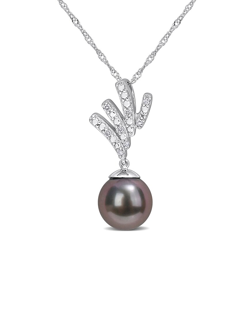 Rina Limor 10k Diamond 8-8.5mm Pearl Necklace