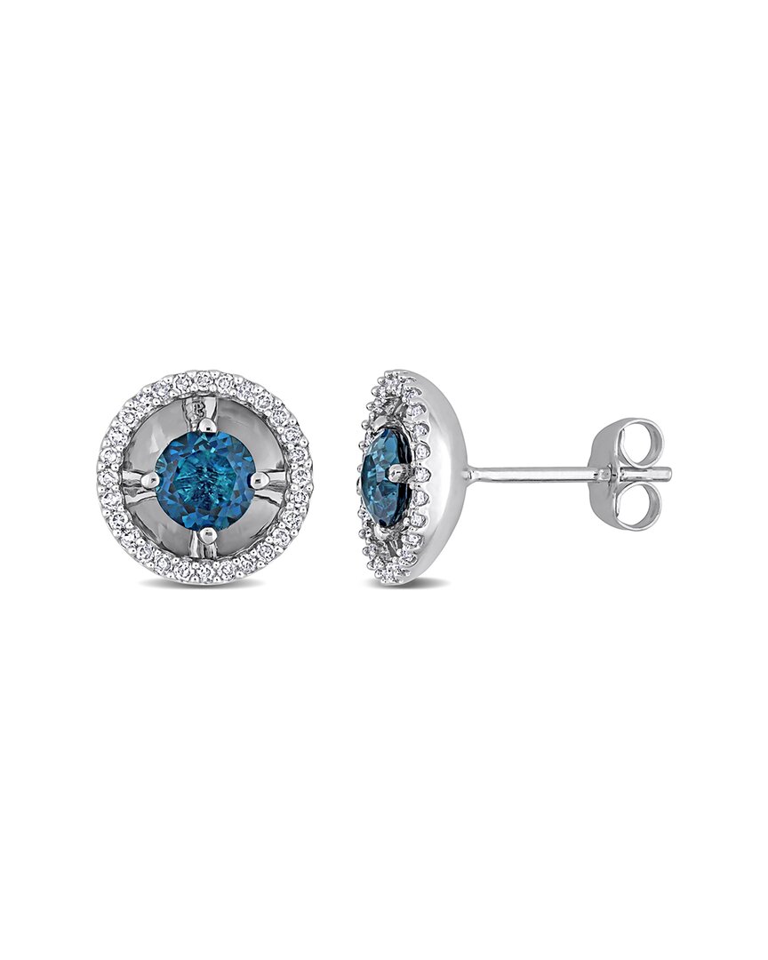 Rina Limor 10k 1.34 Ct. Tw. Diamond & Blue Topaz Earrings