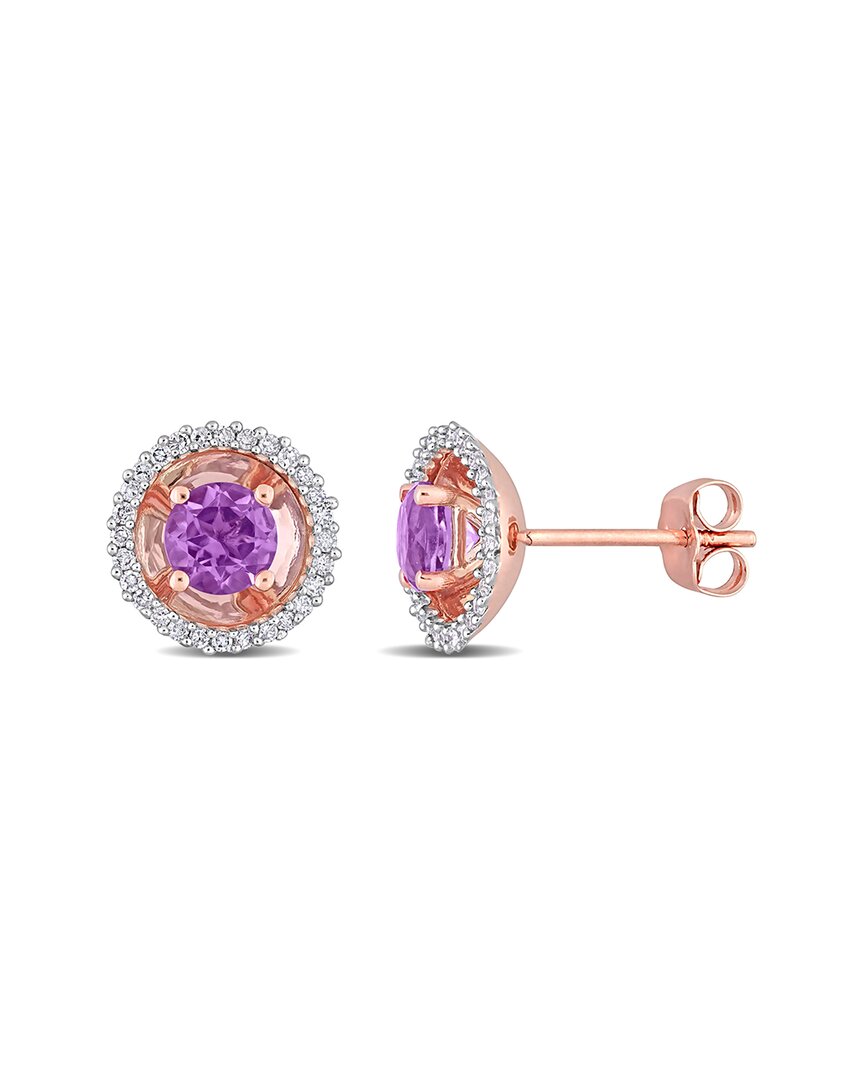 Rina Limor 10k Rose Gold 1.02 Ct. Tw. Diamond & Amethyst Earrings