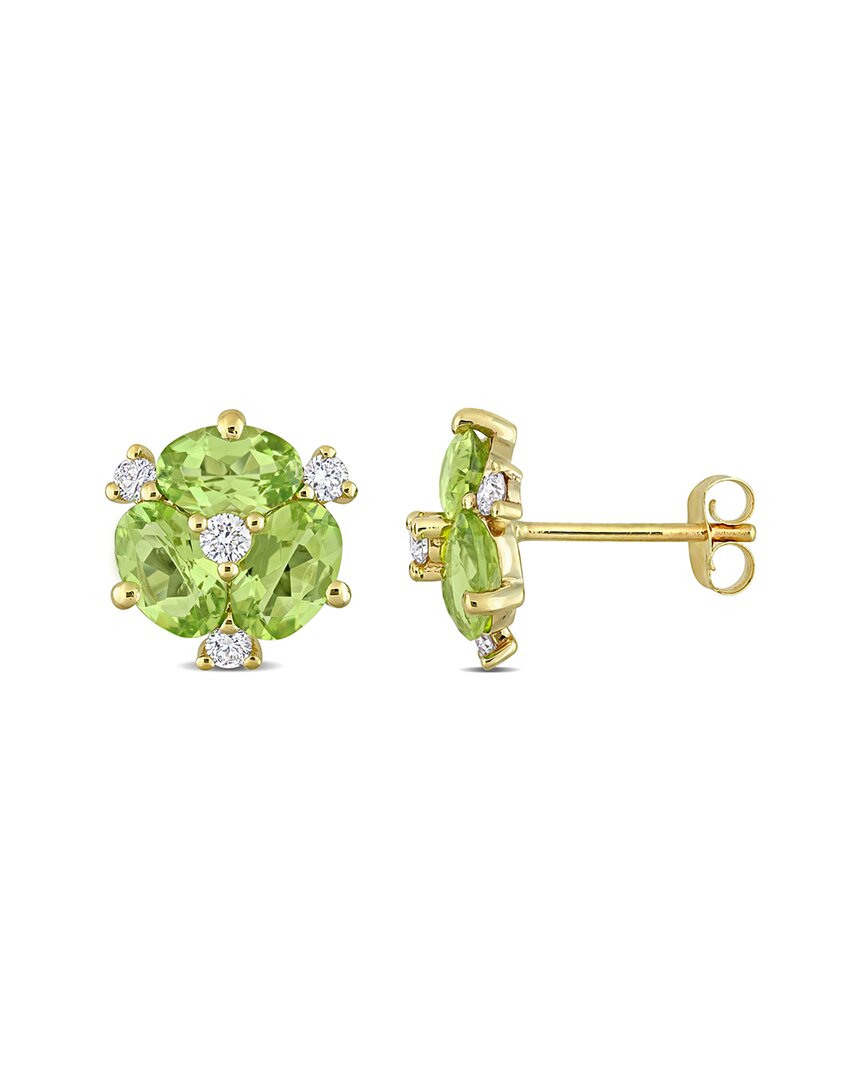 Rina Limor 14k 3.04 Ct. Tw. Diamond & Peridot Earrings