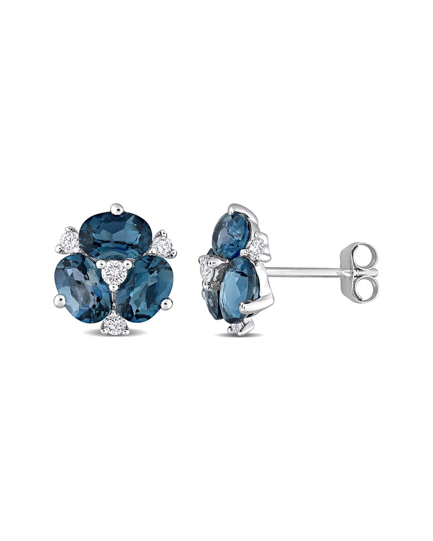 Rina Limor 14k 3.22 Ct. Tw. Diamond & Blue Topaz Earrings