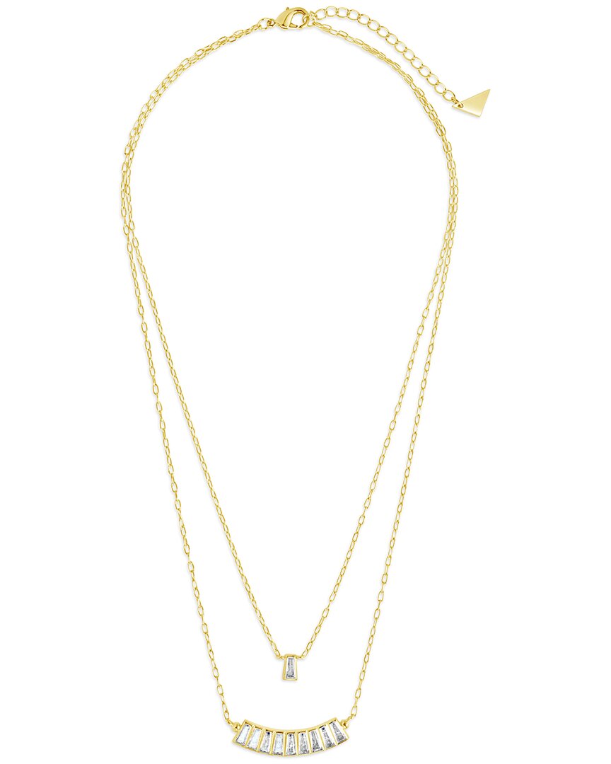 Sterling Forever 14k Plated Cz Lillian Layered Necklace