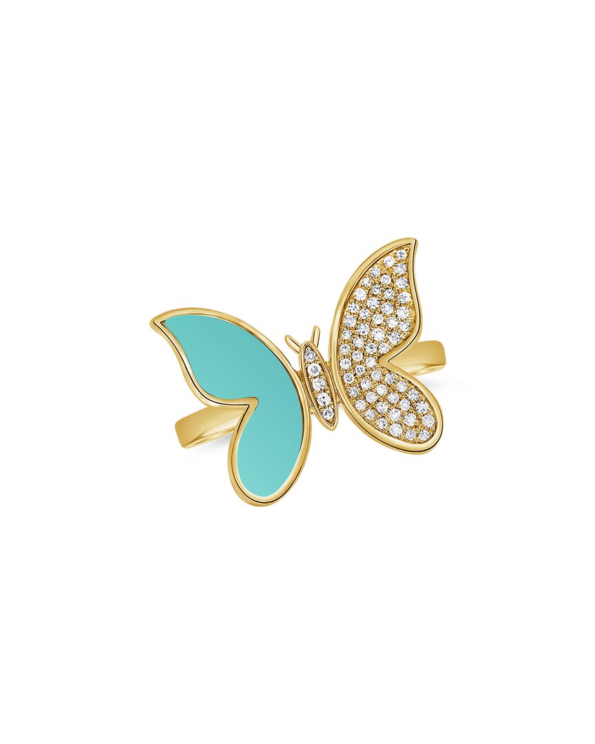 Sabrina Designs 14k 1.01 Ct. Tw. Diamond & Turquoise Butterfly Ring