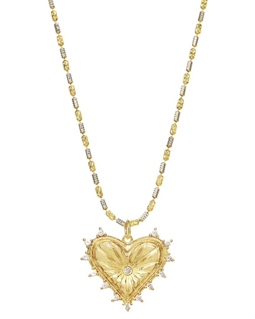 Shop Rachel Reinhardt 14k & Silver Cz Heart Necklace