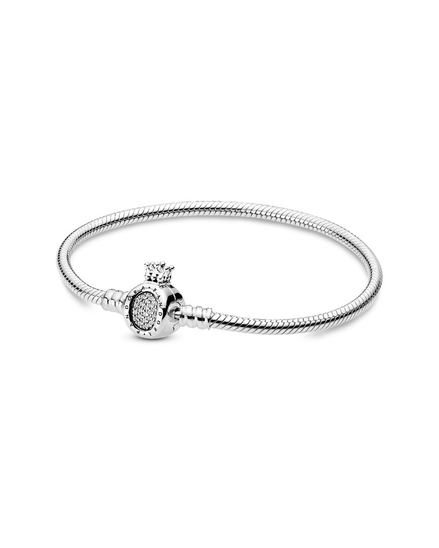 Pandora Signature Silver Cz Chain Bracelet In White