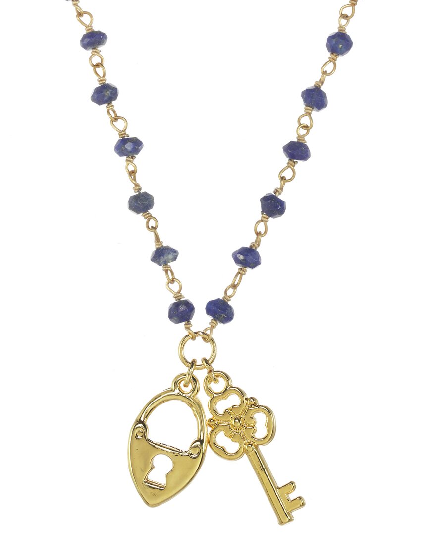 Rachel Reinhardt 14k Over Silver Blue Lapis Lock & Key Necklace
