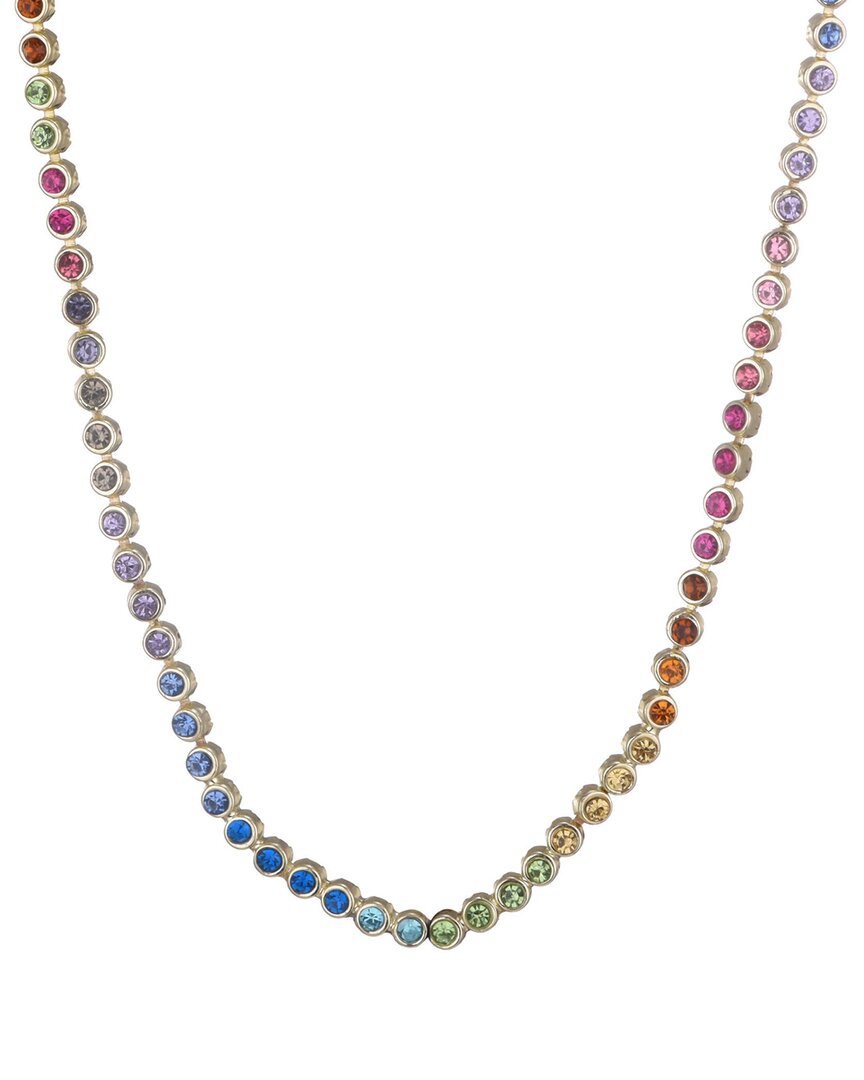 Adornia 14k Plated Crystal Rainbow Tennis Necklace In Multi
