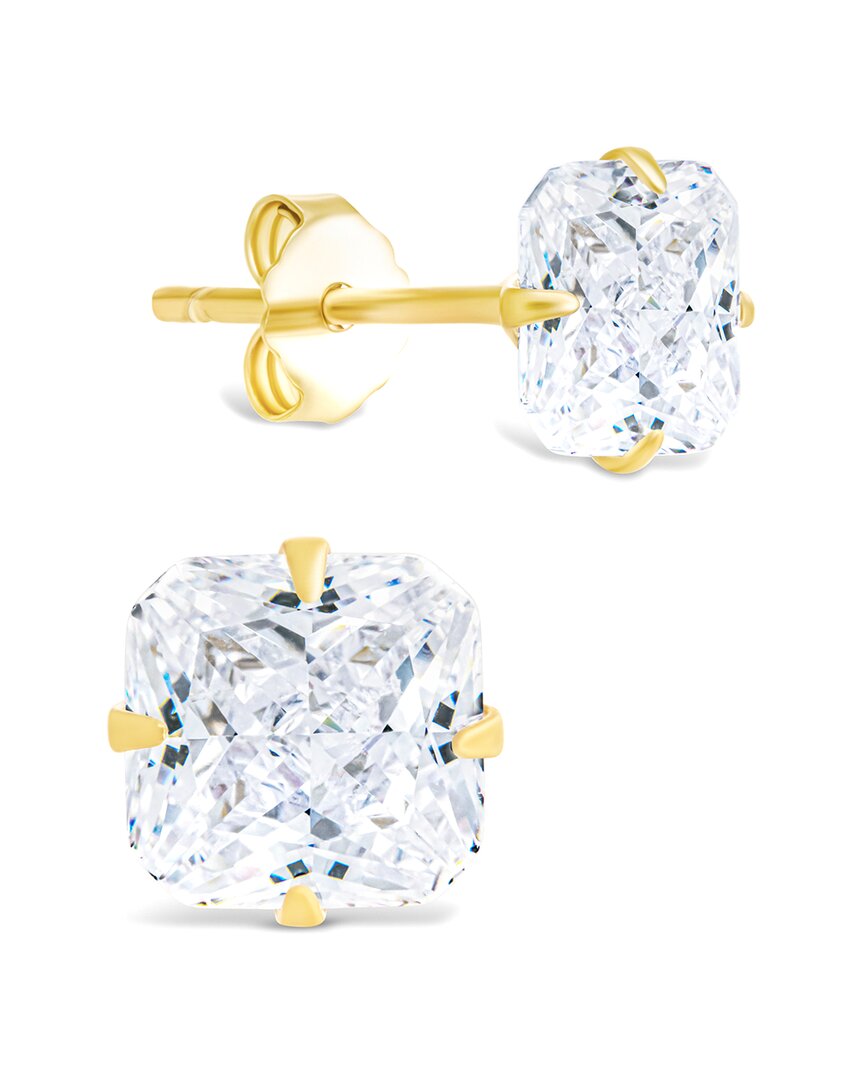 Sterling Forever 14k Over Silver Cz Princess Cut Prong Set Stud Earrings