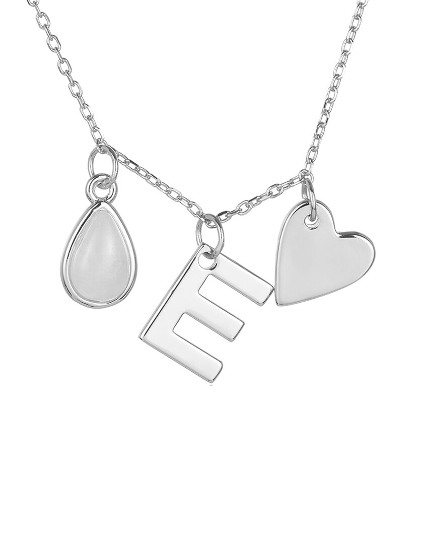 Adornia Silver 1.00 Ct. Tw. Moonstone Charm Initial Necklace (a-z)