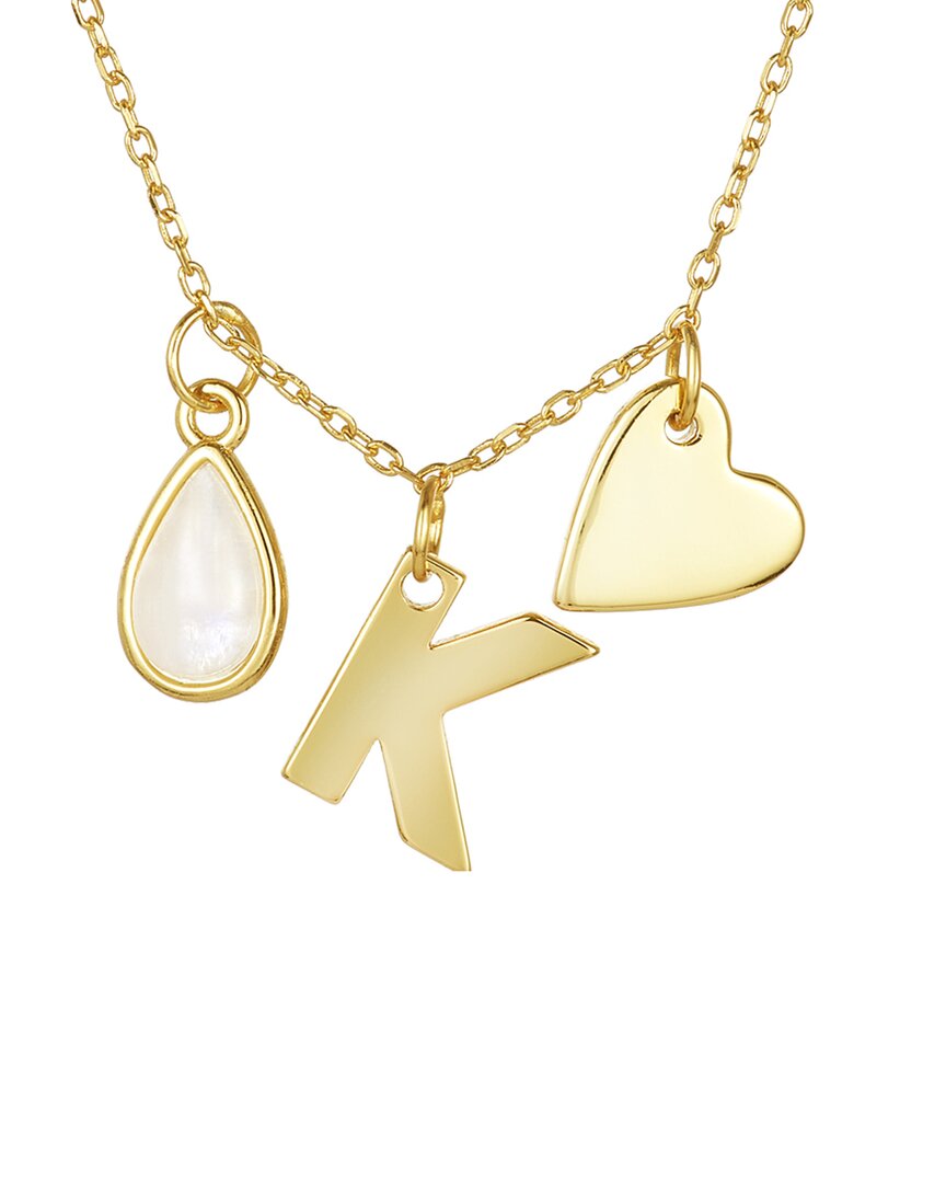Adornia 14k Over Silver 1.00 Ct. Tw. Moonstone Charm Initial Necklace (a-z) In Gold-k