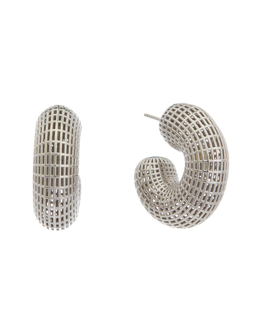 Shop Oscar De La Renta Mini Grid Metal Puff Earrings