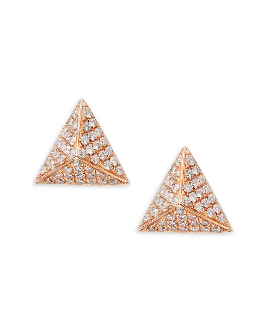 Nephora Pave Diamond Pyramid 14k Rose Gold Studs