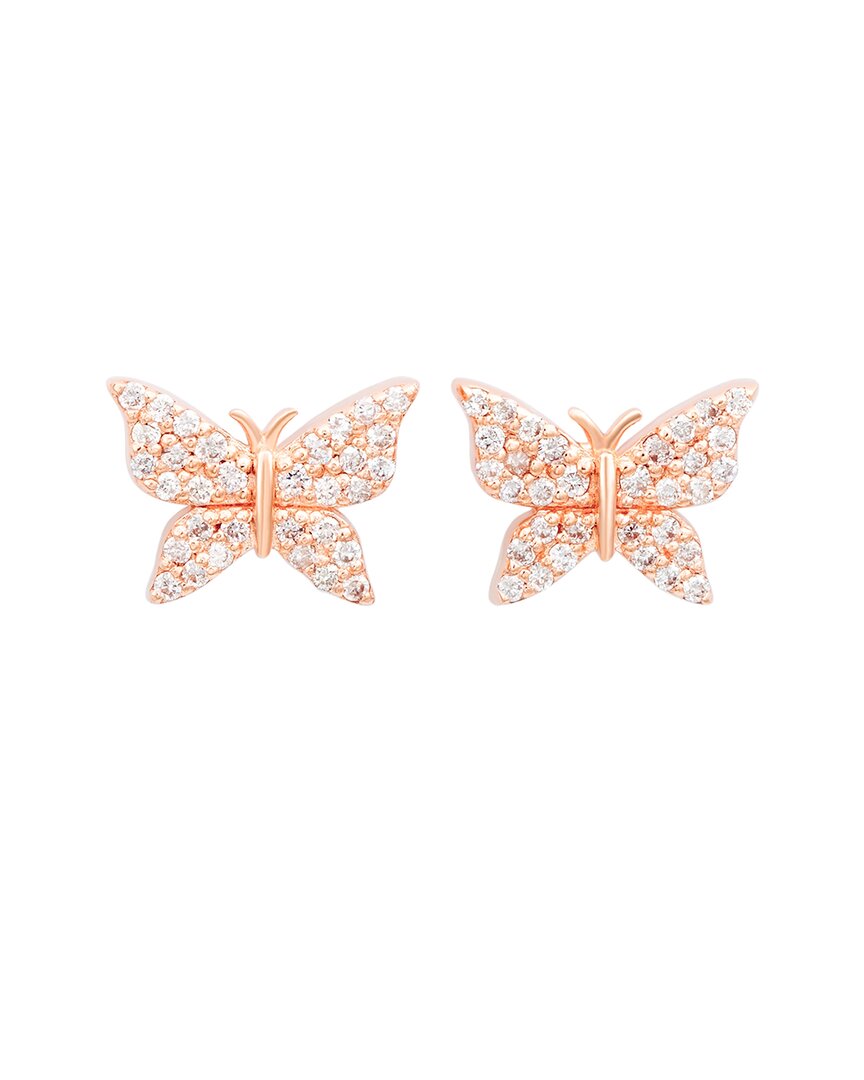 Suzy Levian 14k Rose Gold 0.35 Ct. Tw. Diamond Butterfly Studs In Pink