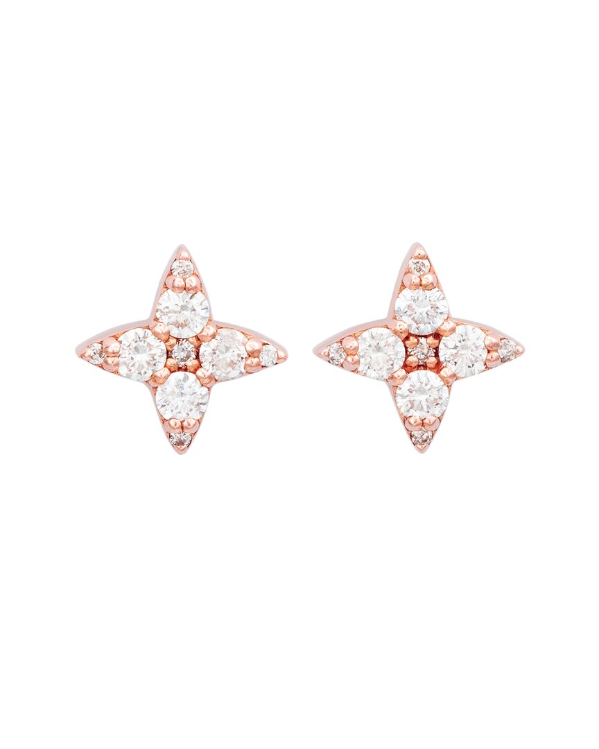 Suzy Levian 14k Yellow Gold .55cttw Diamond Abstract Star Stud Earrings