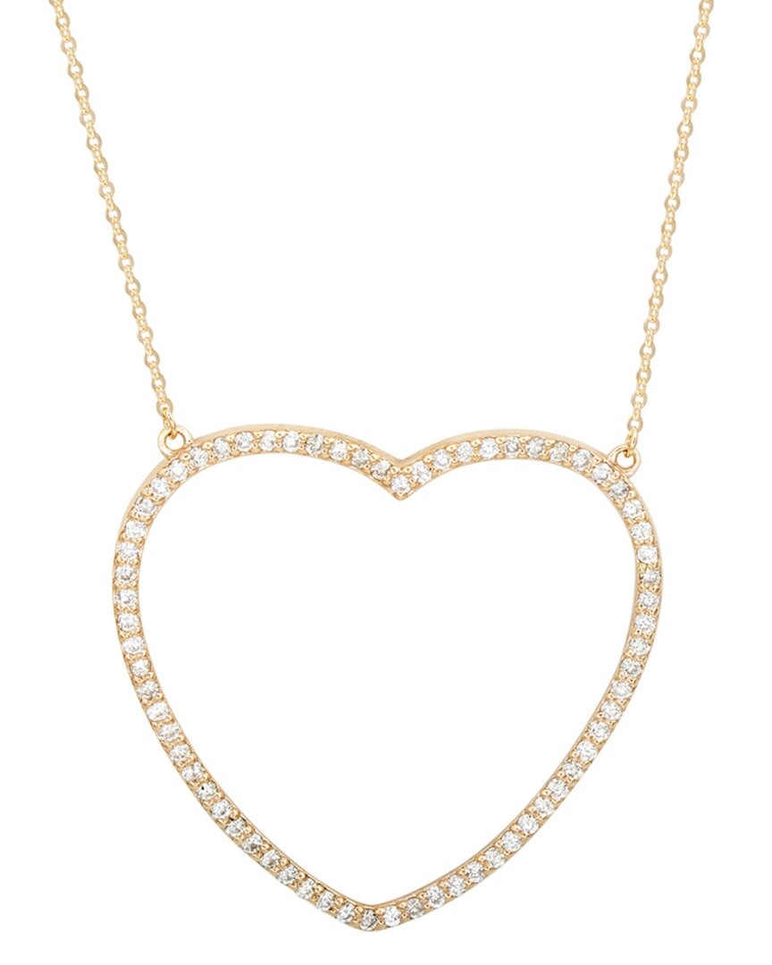 Suzy Levian 14k 0.70 Ct. Tw. Diamond Large Heart Necklace In Gold
