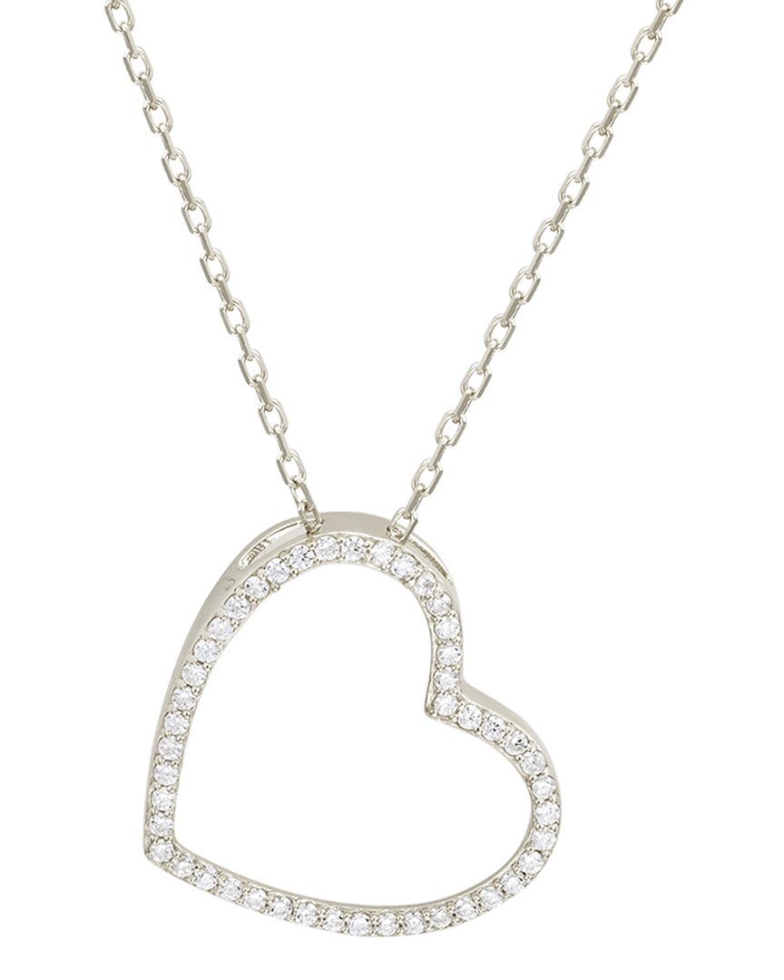 Suzy Levian 14k 0.40 Ct. Tw. Diamond Heart Necklace In Metallic