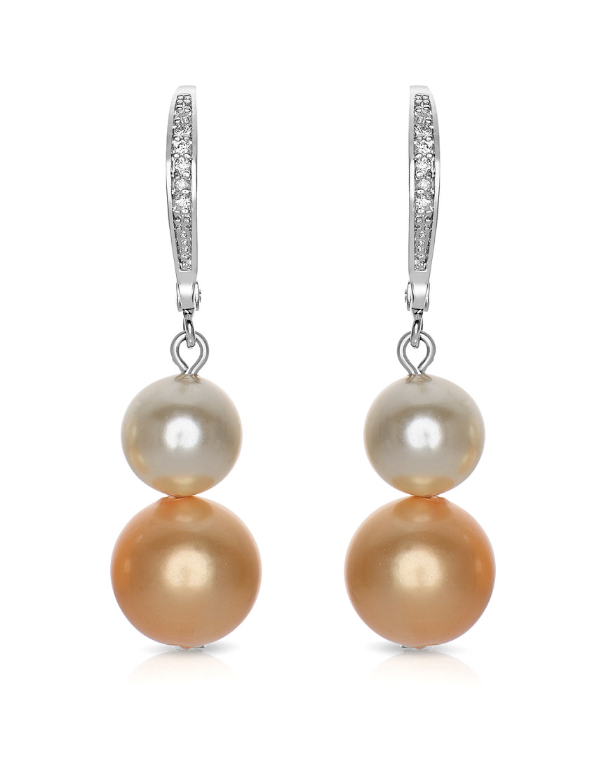 Genevive Silver Pearl & Cz Earrings