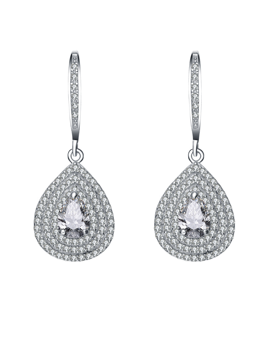 Genevive Silver Cz Drop Earrings