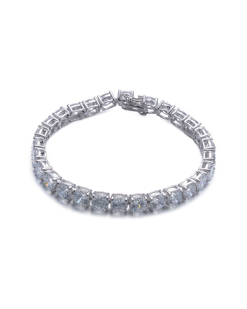 Genevive Silver Cz Geometric Stud Bracelet