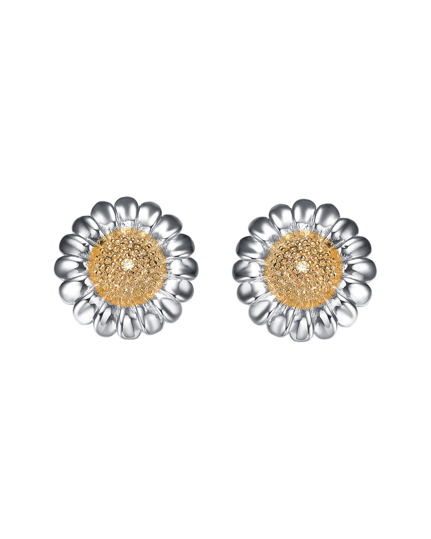 Genevive 14k Over Silver Cz Sunflower Earrings