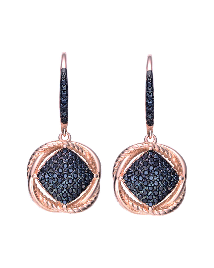 Genevive 14k Rose Gold Vermeil Cz Round Drop Earrings