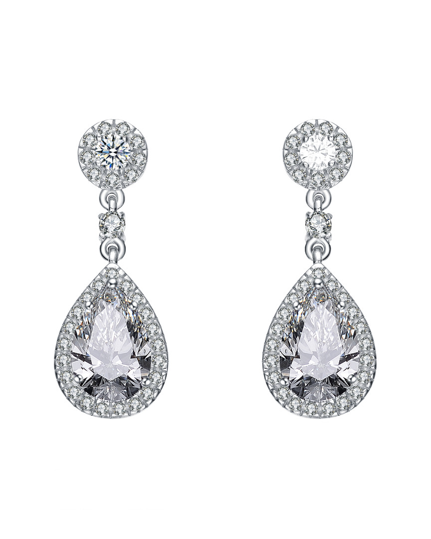 Genevive Silver Cz Drop Earrings