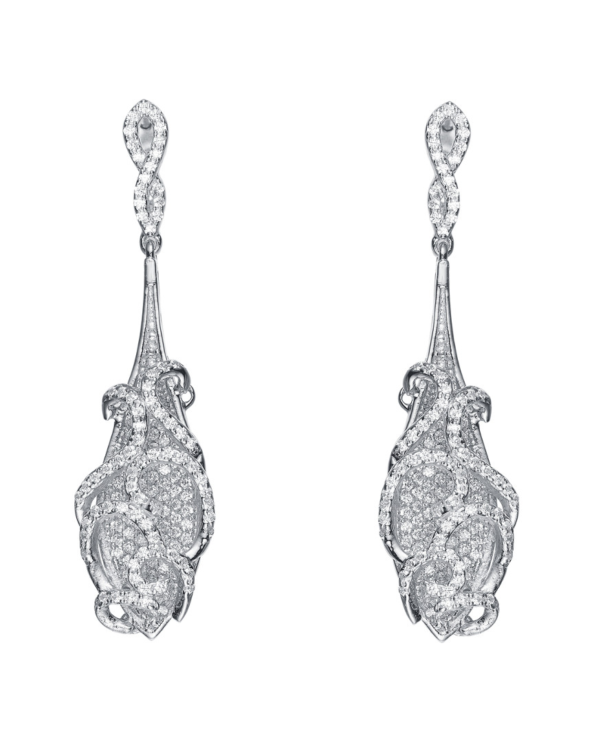 Genevive Silver Cz Cluster Drop Earrings