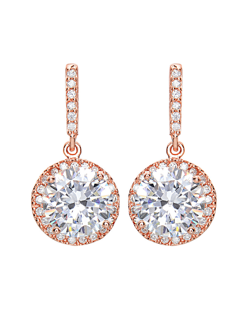 Genevive 14k Rose Gold Vermeil Cz Drop Earrings