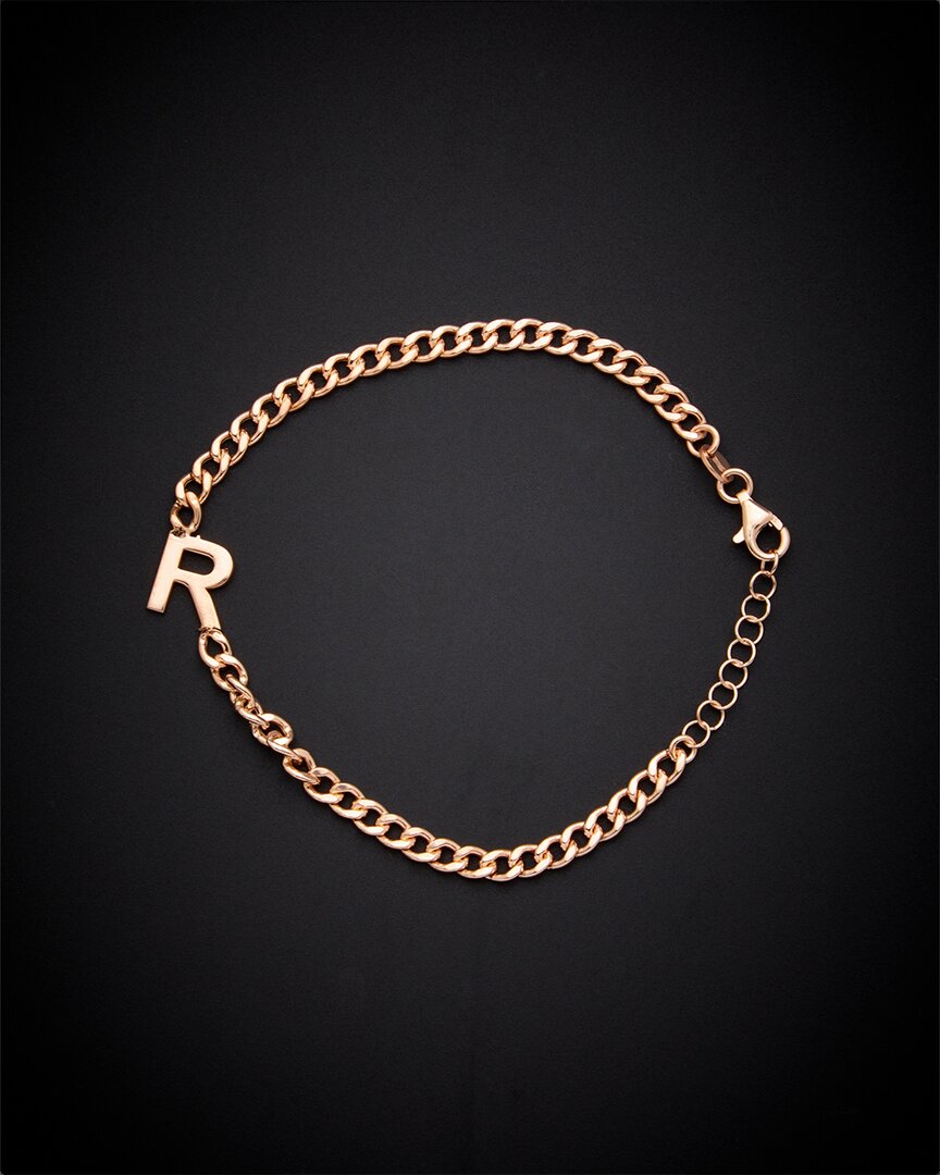 Italian Gold Over Silver 18k Initial Link Bracelet