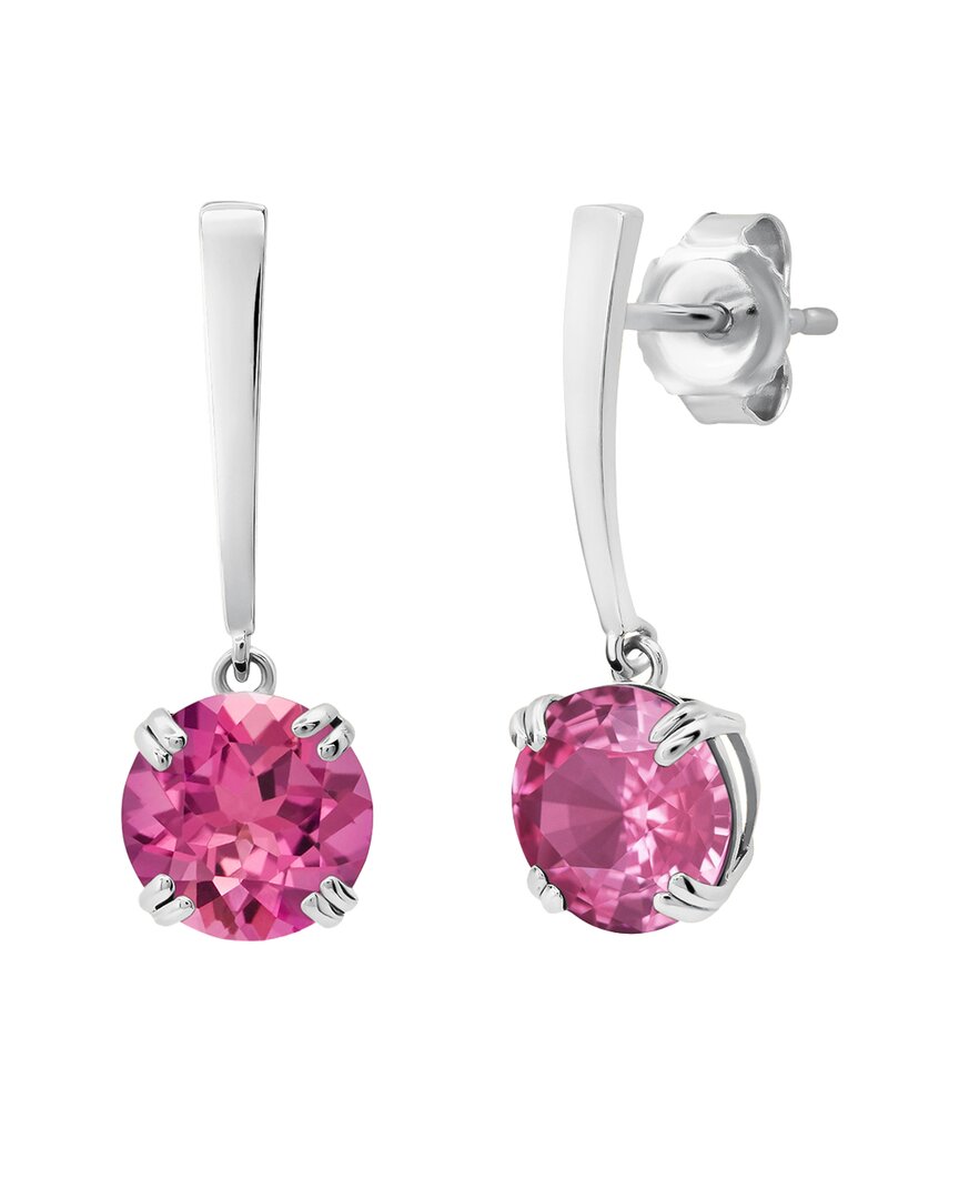 Max + Stone 14k 3.00 Ct. Tw. Created Pink Sapphire Dangle Earrings In Metallic