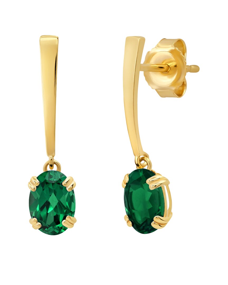 Max + Stone 14k 1.24 Ct. Tw. Created Emerald Dangle Earrings In Gold