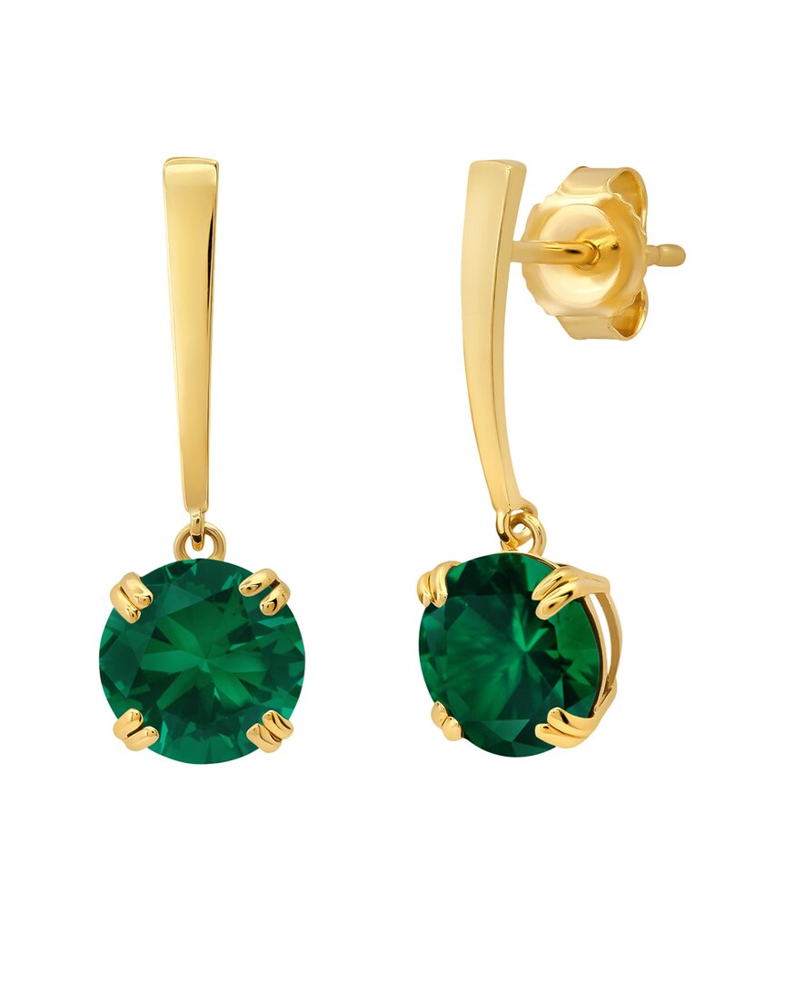 Max + Stone 14k 1.85 Ct. Tw. Created Emerald Dangle Earrings In Gold