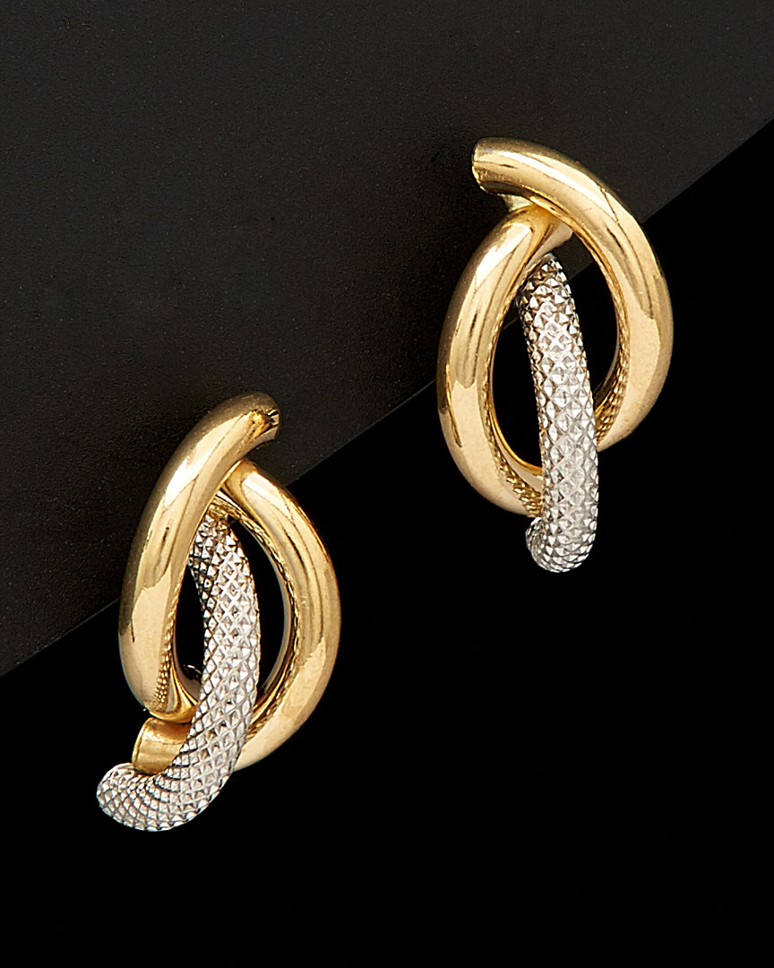 Italian Gold Two-tone Textured Hoops